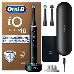 Oral-B iO 10 Cepillo de Dientes Eléctrico con Mango Recargable, 3 Cabezales de Recambio y Estuche de Viaje con Cargador, Diseñado por Braun, Regalos Originales para Mujer y Hombre - Negro