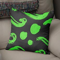 BonaMaison Fundas para Cojínes, Verde neón y Humo Funda de Almohada Silla Oficina Cama Decorativa Moderna Decoración del Hogar Habitación, 43x43 Cm - Diseñado y Fabricado en Turquía