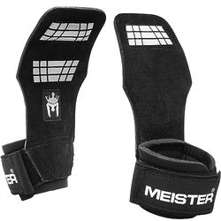 Meister Elite läder tyngdlyftningsgrepp med gelstoppning (par) – svart, small/medium