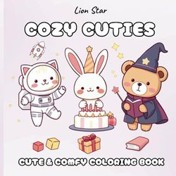 COZY CUTIES: Coloring Book for Adults and Teens Featuring Super Cute Animal Characters with Easy and Simple Designs for Relaxation