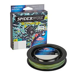 SpiderWire Ultracast fläta vanish fluorkol dubbel spole, 15 kg Aqua Camo fläta med 13,6 kg klar fluorledare, 164yd | 150 m