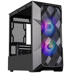 Cooler Master TD300 Mesh Micro-ATX Tower con pannello superiore rimovibile in rete poligonale, Hub ARGB/PWM in vetro temperato, doppia ventola di illuminazione Sickleflow PWM ARGB