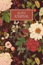 Vintage Botanical Bullet Journal: 120-Page Dotted Notebook with Dark Floral Cover for Creative Journaling and Organization
