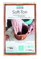Glorex GmbH- Soft-TON Terracotta 1000g GLOREX 237-Terracotta, Argilla Naturale, particolarmente Morbida ed Elastica, indurente all'Aria forni, Molto Adatta ai Bambini, Colore, 1000 g, 6 8075 237