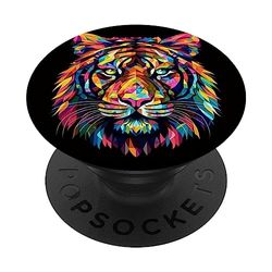 Visage de tigre coloré PopSockets PopGrip Interchangeable