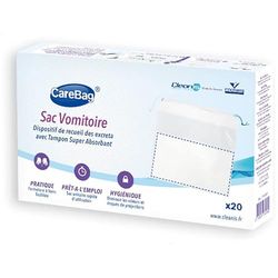 Cleanis Carebag - Confezione da 20 sacchetti per vomito assorbenti, 25 x 25 cm
