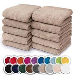 NatureMark Pack of 10 Wash Cloths | 100% Cotton | Terry Cloth Flannels | Size 30 x 30 cm | Terry Cloth Flannels in Pack of 10 Colour: Sand/Beige
