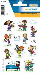 HERMA 15698 Pegatinas pequeñas de música, paquete de 13, pegatinas de notas musicales hechas de tela de seda con diseño de banda de rock músico, etiquetas infantiles para álbum de fotos, diario, álbum