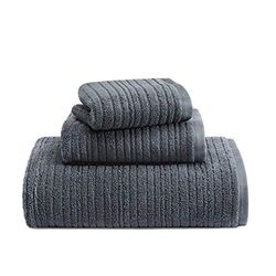 Kenneth Cole New York | Lot de 100 Serviettes Super Douces et absorbantes, résistantes à la décoloration, séchage Rapide, Coton, Gris Anthracite, 3 pièces