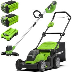 Greenworks 40V Tondeuse à Gazon Largeur de Coupe de 41 cm Avec 2x 2Ah Batteries et Un Chargeur G40LM41K2X Bonus 40V Coupe Bordure Sans Fil Outil Uniquement G40LT