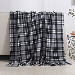 Valerian Luxury Velvet Super Soft Light Weight Blanket Prints Fleece Throw - All Year Round Home Decor, Fuzzy Warm and Cozy Throws, Couch and Gift, 50 x 60inch, Gray Plaid Throw