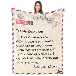 UFOORO Daughter Gifts Birthday Airmail Throws Flannel Blankets Patient Gift for Daughter from Dad