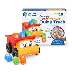 Learning Resources- Tony, el camión volquete para apilar Clavijas, Regalo de Pascua para niños, 18+ Meses, desarrollar la motricidad Fina, Juguetes de Preescolar, Multicolor (LER9133)
