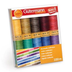 Gütermann creativ Set hilo de coser con 10 bobinas de hilo de algodón 100 m en diferentes colores de multicolor