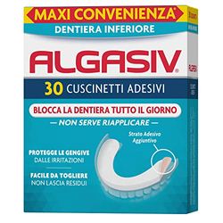 Algasiv Cuscinetti Adesivi Per Dentiera Inferiore, Dura Tutto Il Giorno, Tenuta 20 Volte Più Forte, 30 Pezzi