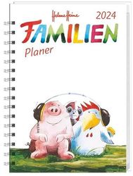 Helme Heine Familienplaner Buch A5 2024. Familienkalender mit 5 Spalten. Liebevoll illustrierter Buch-Kalender mit Einstecktasche und Schulferien. Terminplaner mit 160 Seiten.