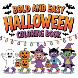 Halloween Coloring Book for All Ages: 50 Fun and Spooky Pages with Cute Pumpkins, Ghosts, Witches, Bats, Black Cats, Haunted Houses, and Autumn Holiday Scenes (8.5x8.5”)