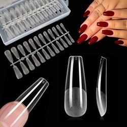 Deni Carte 120 Pezzi Tip in Gel Unghie a Bara per Estensioni delle Unghie Soak-Off, Tip Flessibili, Gel Morbido, Acrilico, Finte, Copertura Totale, per Manicure, 12 Taglie