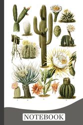 Cactus Succulent Plant Retro Vintage Cacti Botany Botanical Notebook
