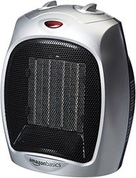 Amazon Basics Keramische Kachel, 1500 W, met regelbare thermostaat, zilver