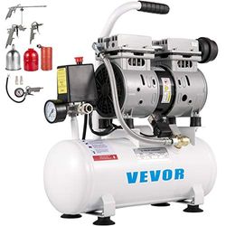 VEVOR Compresseur d’Air sans Huile Compresseur Silencieux à Air Comprimé Compresseur Outil d’Atelier pour Réparations Domiciliaires, Gonflage de Pneus (9L 550W, 240 psi)