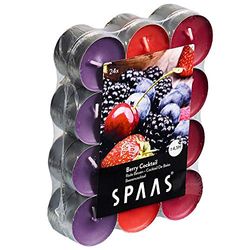 Spaas 24 Scented Tealights Assorted Colours, ± 4.5 Hours, Berry Cocktail