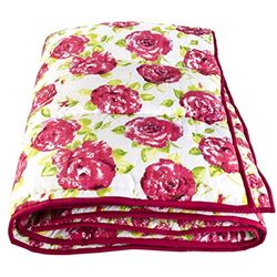 Ragged Rose Bed Quilt, Katoen, Roze, 140 x 180 cm
