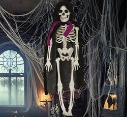 FIESTAS GUIRCA | Skeleton Groom Hanging Decoration (43 cm) - Halloween Decor for Skeleton Themed Parties - Ideal for Spooky Environments and Scary Settings - Black and White