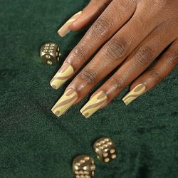 What Happens in Vegas - IT'S LIT | Press on Nails Long and Extra Long Coffin Style, Colorful Patterns False Nails for Daily Wear, Festival, and Holiday Nails