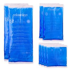 Relaxdays Ghiaccio Gel Termico, 8 Sacchetti, Primo Soccorso, 3 misure, Cuscinetti Terapia Caldo/Freddo, Sport, Blu