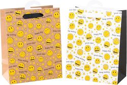 HEKU Premium Gift Bags "Smile", Pack of 4, 23 x 18 x 10 cm, Exclusive Foam Flake Finish, Versatile, Environmentally Friendly and Reusable