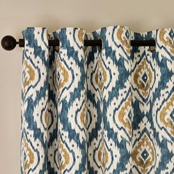 Pineapple Elephant Suri Geo - Cortinas Forradas con Ojales (116 x 228 cm), Color Verde Azulado