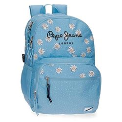 Pepe Jeans Katherine schoolrugzak, dubbel vak, blauw, 31 x 46 x 16 cm, polyester, 25,81 l, Rosa Roja, Schoolrugzak met dubbel vak