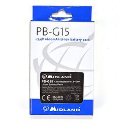 Midland PB-G15 - Bateria recarregável para walkie talkie (Li-Ion, 1600 mAh) cor preta