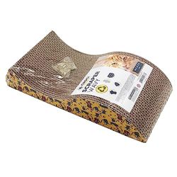 CROCI WAVY, Griffoir pour chat, Grattoir en carton ondulé, Grattoir à chat avec herbe, Format 50 cm