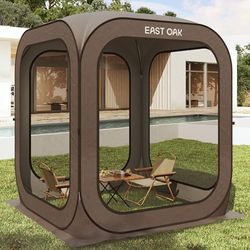 EAST OAK - Tienda de campaña desplegable, portátil, con Bolsa de Transporte para Patio, terraza y Actividades al Aire Libre, 183 x 183 cm, Color marrón