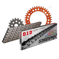 Kettingset DID Alu 520ZVM-X / 118 klinknagel slot oranje voor KTM Duke II 620/640 cc Bj. 1995-2007