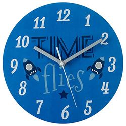 Premier Housewares Frameless Modern Wall Clock Time Clocks for Living Room Wall Clock - Blue for Kitchen Living Room Bedrooms 25 x 25 x 4 cm