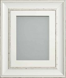 Frame Company Brooke Antique White Photo Frame, Off-White Mount, 16x12 for 12x10 inch, fitted with perspex