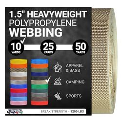 Strapworks Sangle Robuste en polyéthylène pour réparation d'équipement de Bricolage extérieur, 3,8 cm, Kaki, 3,8 cm x 9,1 m