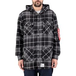 ALPHA INDUSTRIES Flannel Hoody Shirt Kleur 198 - Zwart/Grijs voor heren, Maat XXL, 198, zwart/grijs, XXL