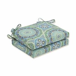Pillow Perfect Outdoor | Indoor Delancey Lagoon-Cuscino per Seduta con Angoli squadrati, Poliestere, Blu, 18.5 in. L X 16 in. W X 3 in. D, 2 unità