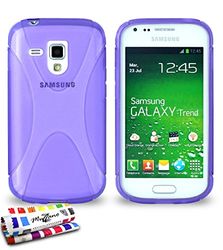Ultralätt mjukt skyddsfodral SAMSUNG GALAXY TREND [Le X Premium] [lila] från Muzzano + STIFT och MICROFASERTUCH MUZZANO® GRATIS – det ultimata och eleganta skyddsskalet för din SAMSUNG GALAXY TREND