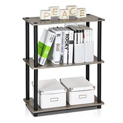 Furinno Turn-N-Tube 3-Tier Compact Multifunctioneel Plank Display Rack, Staande Plank, Frans Eiken/Zwart