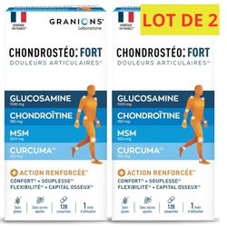 GRANIONS CHONDROSTEO + FORT ARTICULATIONS - Articulations - Glucosamine Chondroïtine, MSM, Harpagophytum, Vitamine D3 - Flexibilité, Mobilité - 120 Comprimés-Fabriqué en France lot de 2