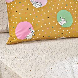 Peter Rabbit Dotty - Sábana Bajera Ajustable para Cama Doble, Color Ocre