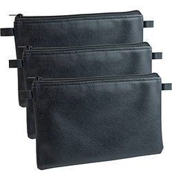 effektivo Set of 3 Wallets, Wallet, Bank Bag, Bank Folder, Document Bag with Zip, Pen Bag, Cosmetic Bag, Black