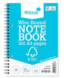 Silvine A5 Everyday FSC Twin Wire Notebook - 8mm Feint, 160 pagina's FSC gecertificeerd papier. Ref FSCTWA5