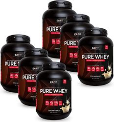 EAFIT Pure Whey - Vanille Intense 750 g - FORMAT ECO 6 POTS 4,5 kg - Croissance Musculaire - Protéines de Whey - Assimilation Rapide - Acides Aminés et des Enzymes Digestives - Certifié Anti-dopage