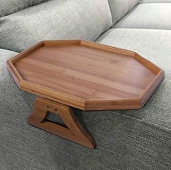 Xchouxer Mesa Auxiliar de bambú Natural para reposabrazos de sofá, Ideal para Control Remoto, Bebidas, teléfono